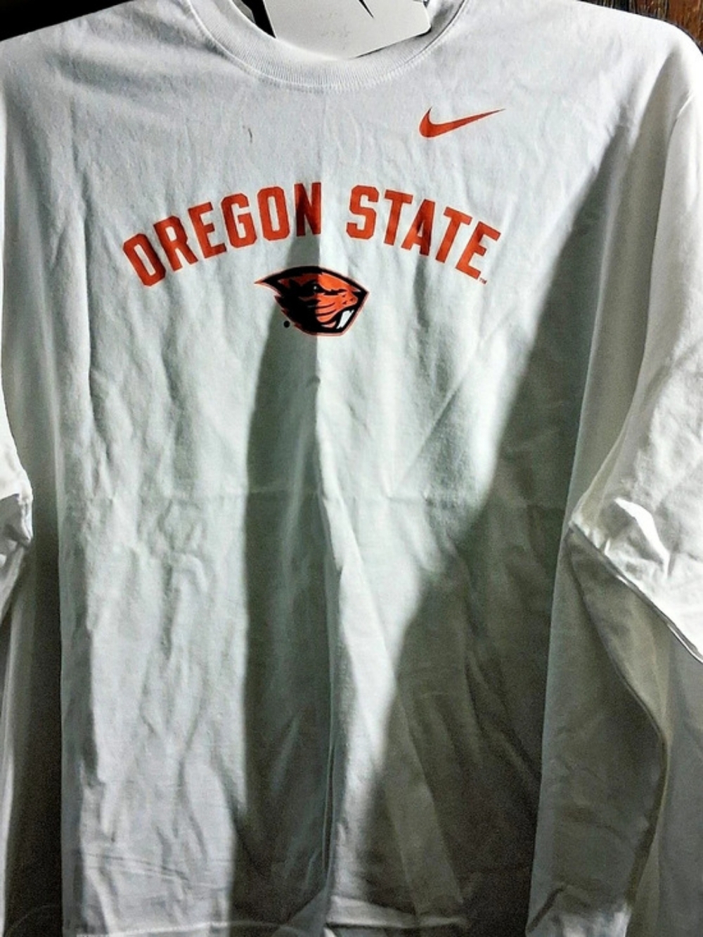 Nike Long Sleeve Oregon State Tee in White & Orange Size Large NWT